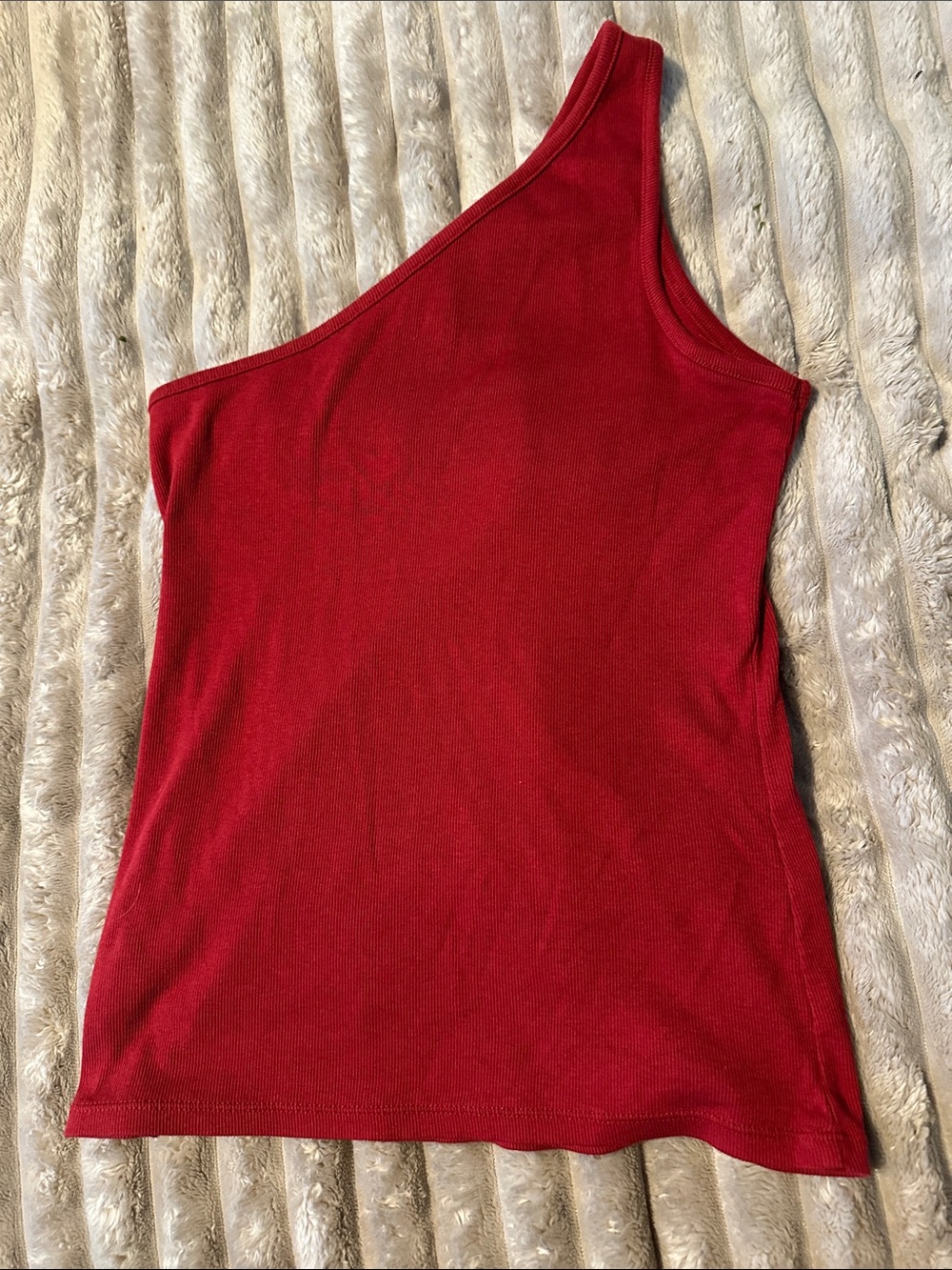 a new day Ribbed One-Shoulder Top - Deep Red - Picture 4 of 4